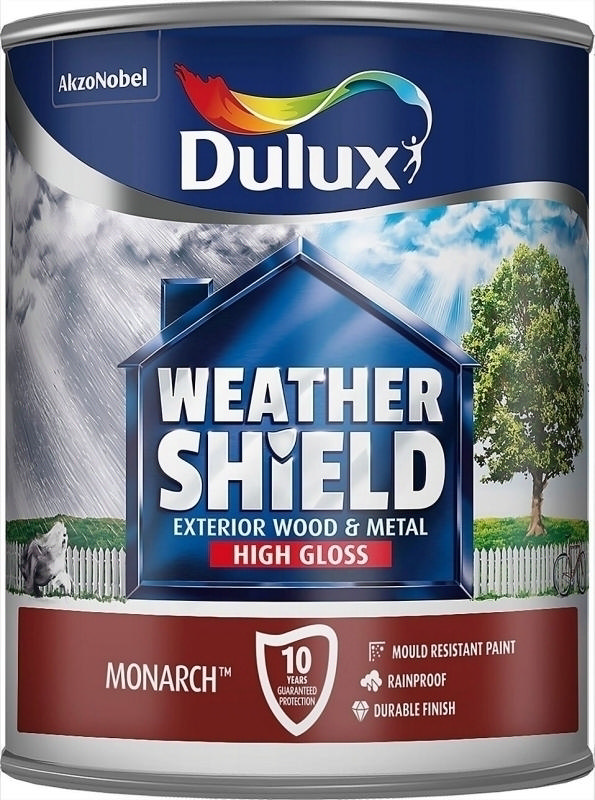 DULUX WEATHERSHIELD MONARCH ΚΟΚΚΙΝΗ ΒΑΦΗ ΓΥΑΛΙΣΤΕΡΗ ΓΙΑ ΜΕΤΑΛΛΟ & ΞΥΛΟ 750ML