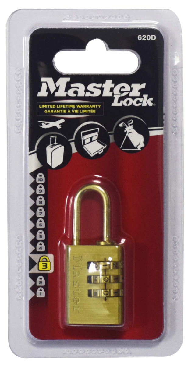 MASTERLOCK COMBINAT PADLOCK 20MM X 21MM BRASS