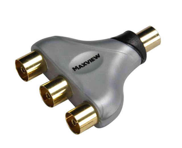 MAXVIEW H84006 TV 3 WAY COAX Y INDOOR SPLITTER GOLD