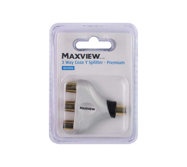 MAXVIEW H84006 TV 3 WAY COAX Y INDOOR SPLITTER GOLD