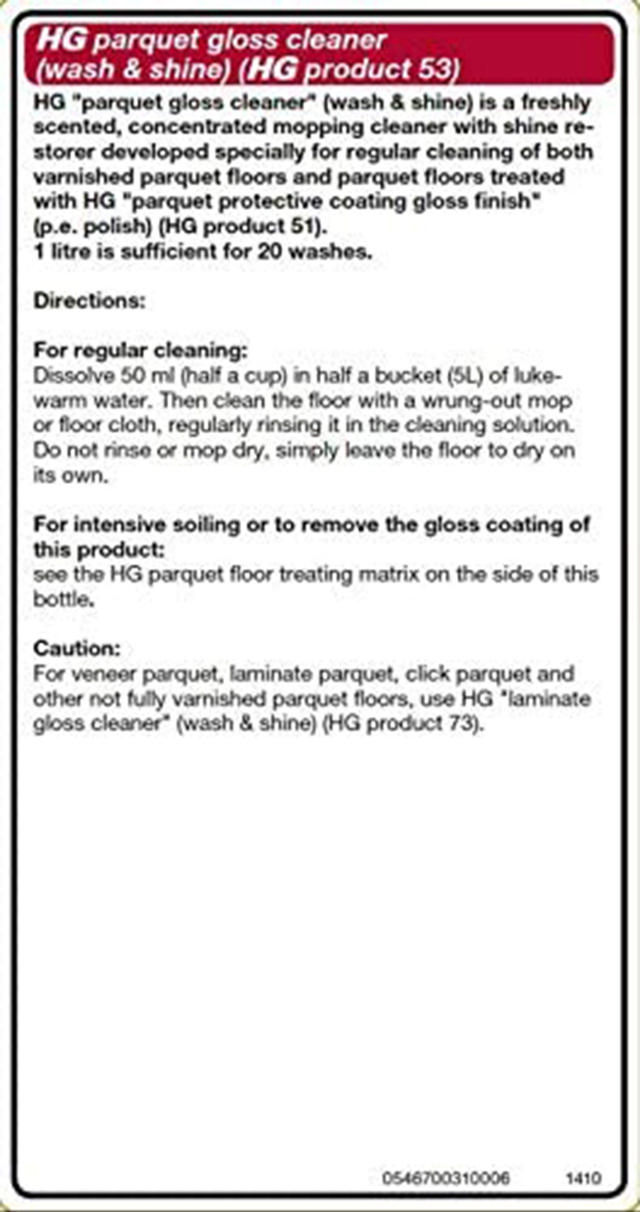 HG PARQUET GLOSS CLEANER  1L