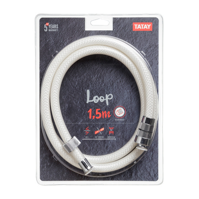 TATAY REINFORCED SHOWER HOSE WHITE 1.5CM