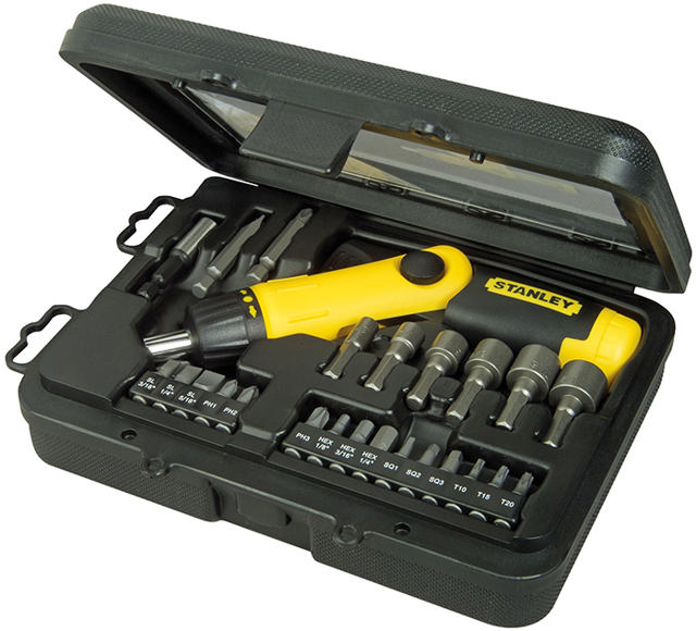 STANLEY RATCHET SCREWDRIVER SET 25 PIECE MAGNETIC PHILIPS HEX TORX SOCKETS