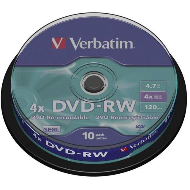 VERBATIM DVD-RW 1-4X 4.7 GB 10PCS