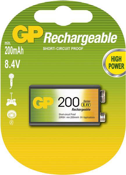 GP BATTERIES 6LR61 9 V / PP3 BATTERY (RECHARGEABLE) NIMH 200 MAH 8.4 V 1 PC(S)