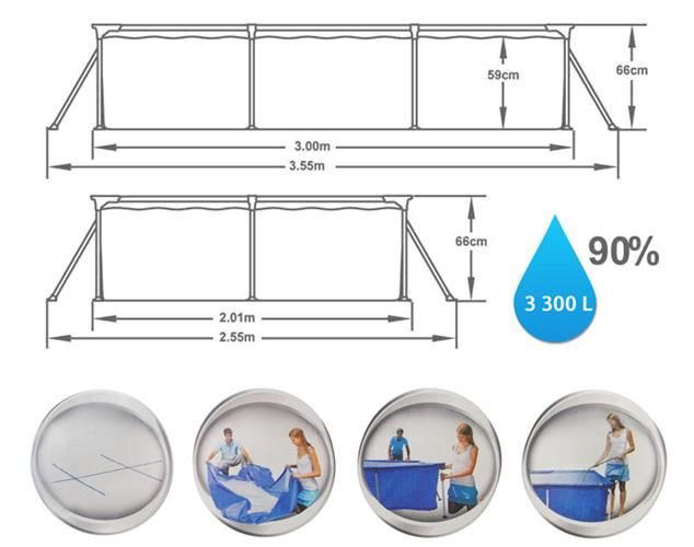 BESTWAY 56411 SPLASH FRAME POOL 300CM X 201CM X 66CM