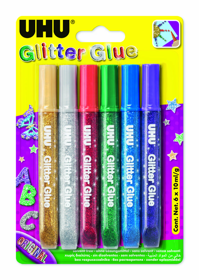 UHU GLITTER GLUE ORIGINAL 6X10ML BL