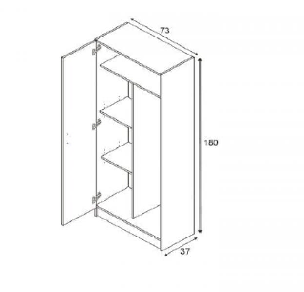 FORES CABINET 2DOORS WHITE 73Χ37Χ180CM