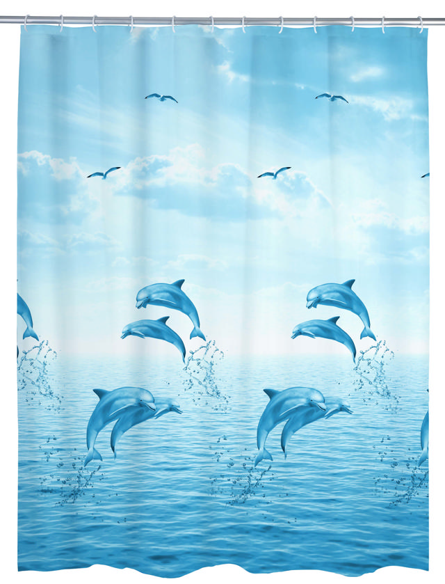 WENKO PEVA SHOWER CURTAIN 180X200CM DOLPHIN