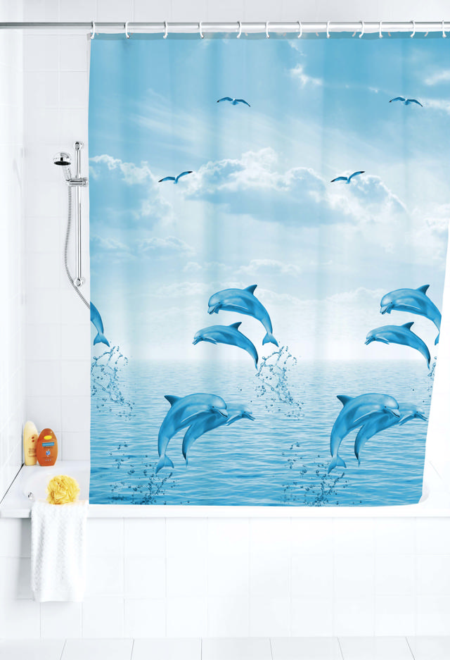 WENKO PEVA SHOWER CURTAIN 180X200CM DOLPHIN