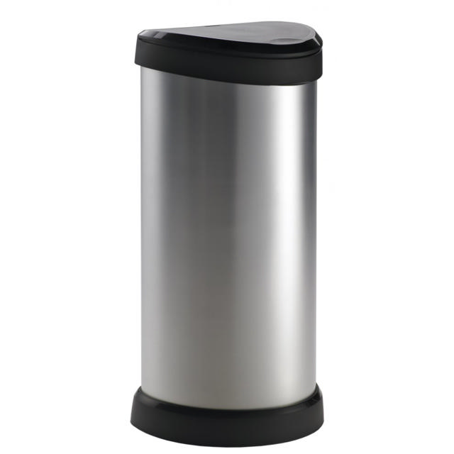 CURVER PUSH BIN 40L BLACK/SILVER