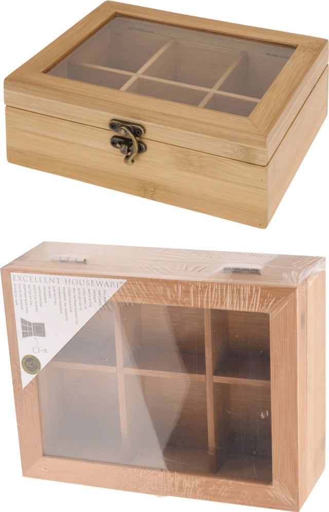 TEA BOX BAMBOO 21X16X7.8CM