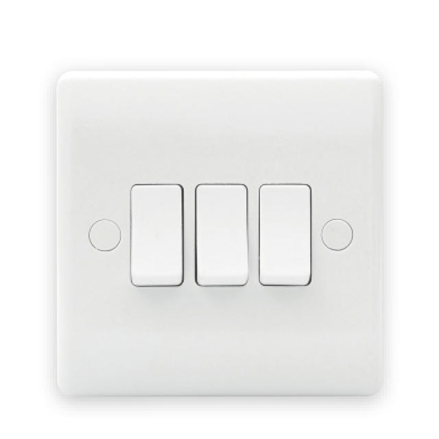 BG NEXUS 843-01 TRIPLE LIGHT SWITCH 3 GANG 2 WAY