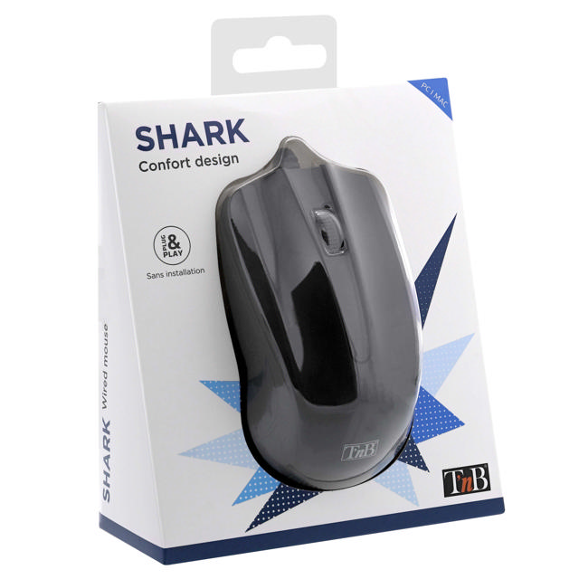 TNB SHARK WIRED OPTICAL MOUSE BLACK