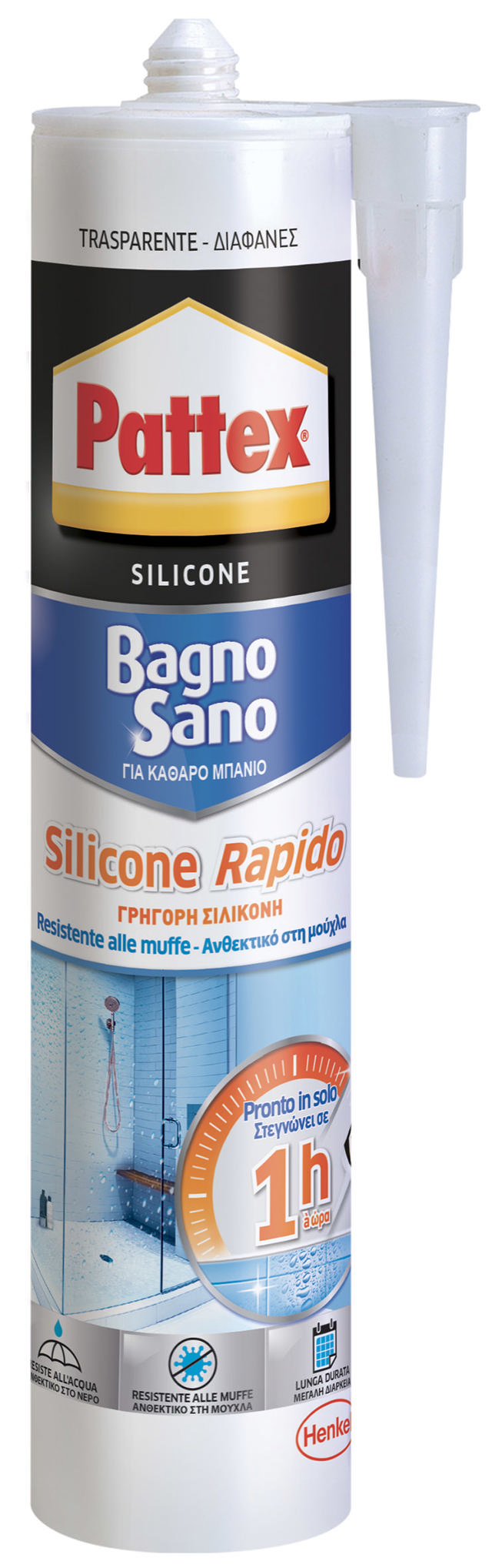 PATTEX BAGNO SANO ΟΞΙΚΗ ΣΙΛΙΚΟΝΗ ΤΑΧΕΩΣ ΠΟΛΥΜΕΡΙΣΜΟΥ 300ML