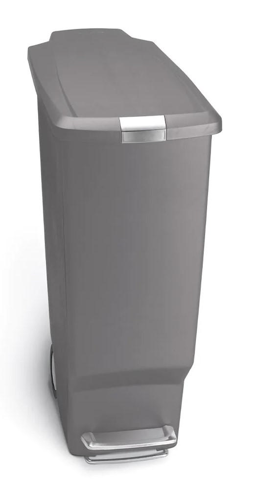 SIMPLEHUMAN SLIM PEDAL BIN 40L GREY W/ 2  WHEELS