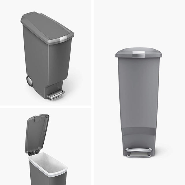 SIMPLEHUMAN SLIM PEDAL BIN 40L GREY W/ 2  WHEELS