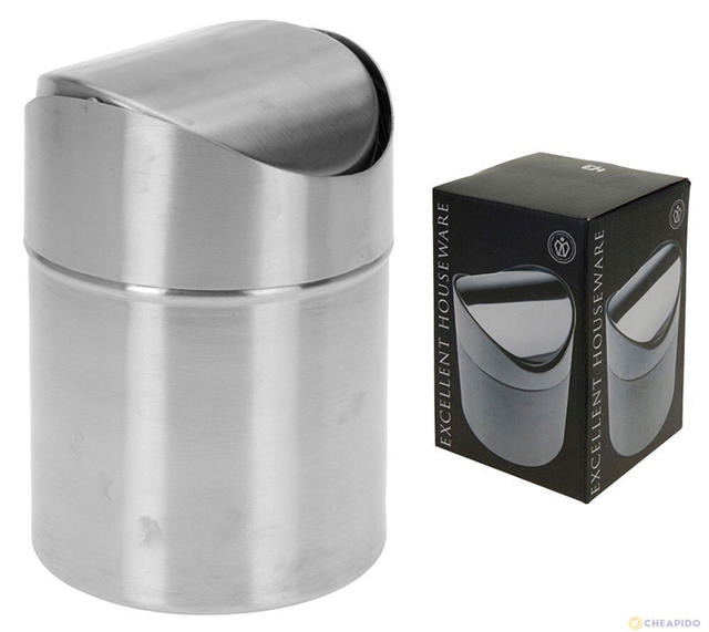 MINI WASTE BIN WITH LID STAINLESS STEEL 1.5L