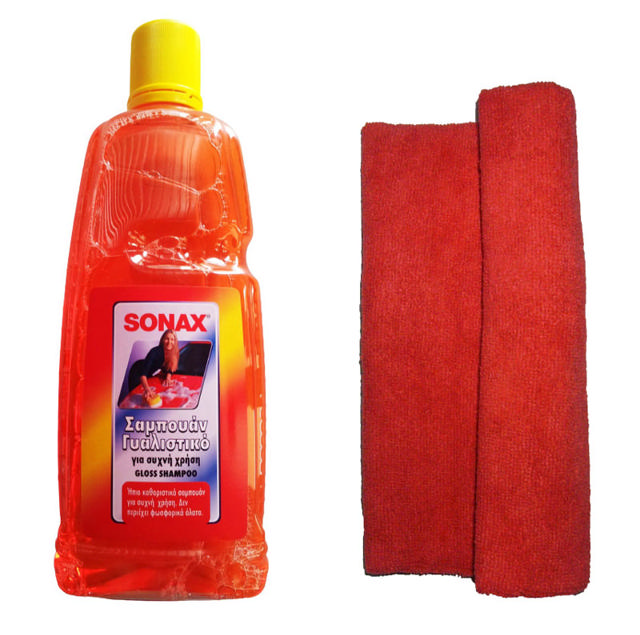 SONAX GLOSS SHAMPOO 1L + MICROFIBRE CLOTH FREE