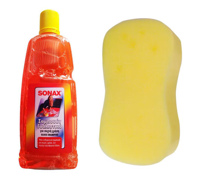 SONAX SHAMPOO PLY1 L +JUMBO SPONGE FOR CAR WASH