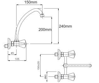 RAVELLI LONG WALL KITCHEN MIXER