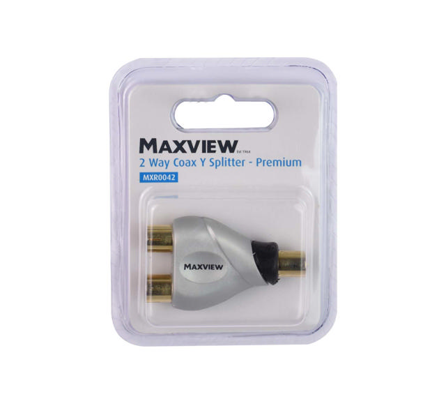 MAXVIEW MXR0042 TV 2 WAY COAX Y SPLITTER GOLD PLATED