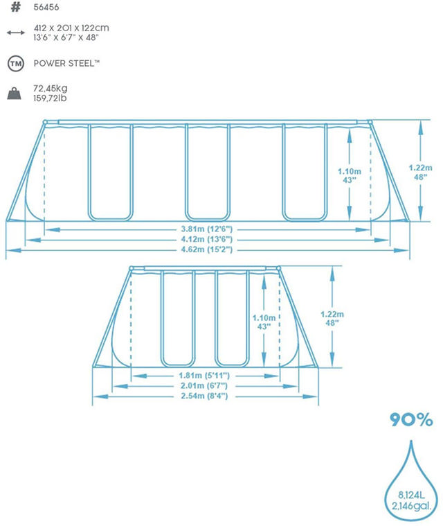 BESTWAY 56456 ΟΡΘΟΓΩΝΙΑ ΠΙΣΙΝΑ ΣΕΤ 419X201X122CM