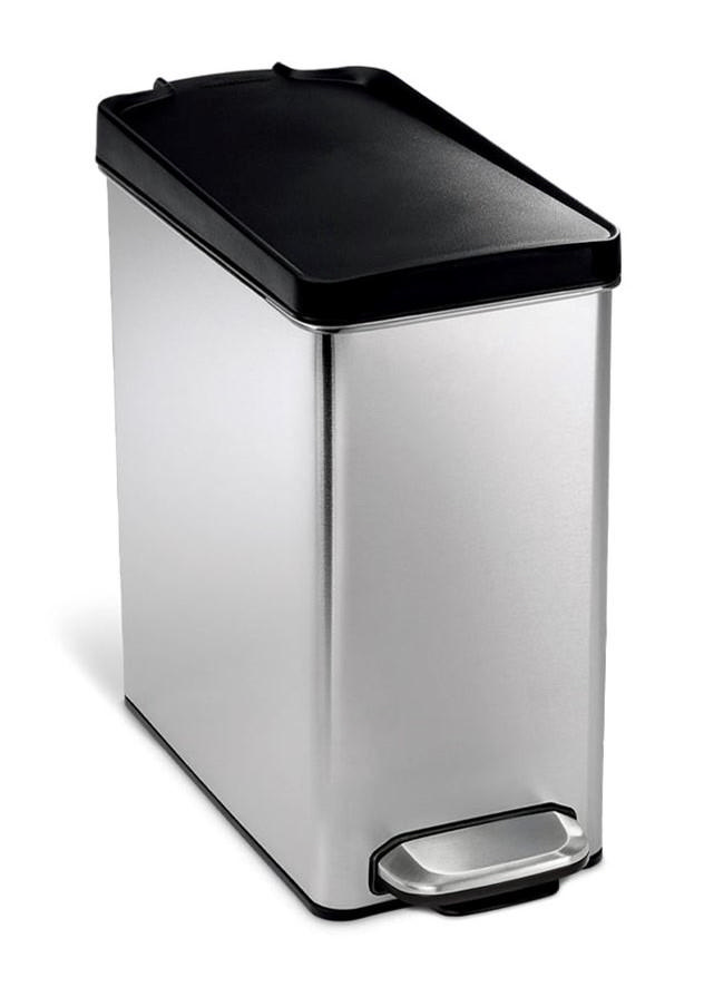 SIMPLEHUMAN PROFILE PEDAL BIN W/PLASTIC LID 10L BRUSHED S/STEEL