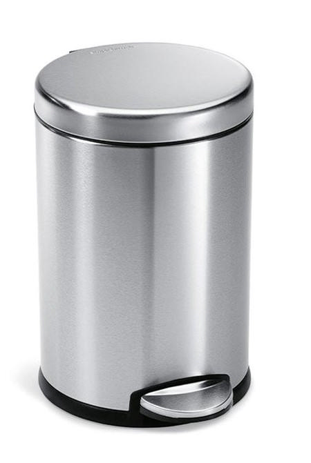 SIMPLEHUMAN ROUND PEDAL BIN 4.5L BRUSHED S/STEEL