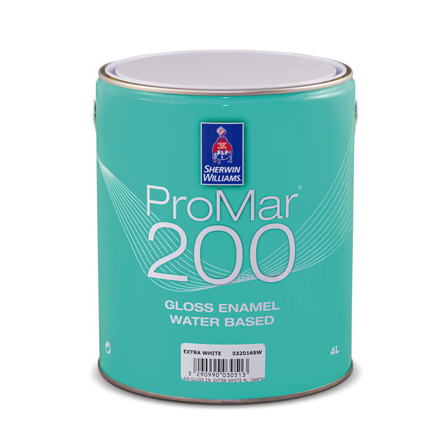 SHERWIN-WILLIAMS® PROMAR® 200 GLOSS ENAMEL WATER BASED SUPERWHITE 4L 