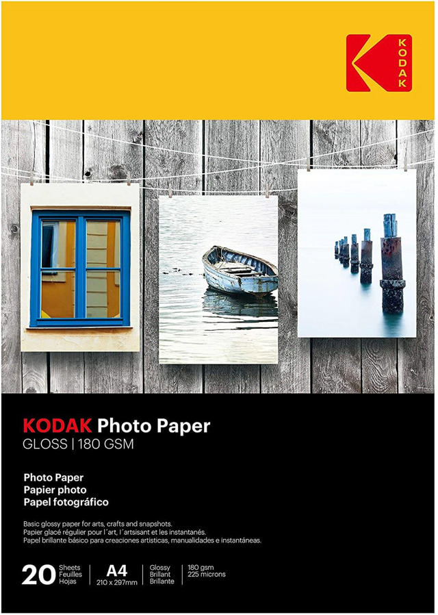 KODAK A4 GLOSSY PHOTO PAPER 180GR 20 SHEETS