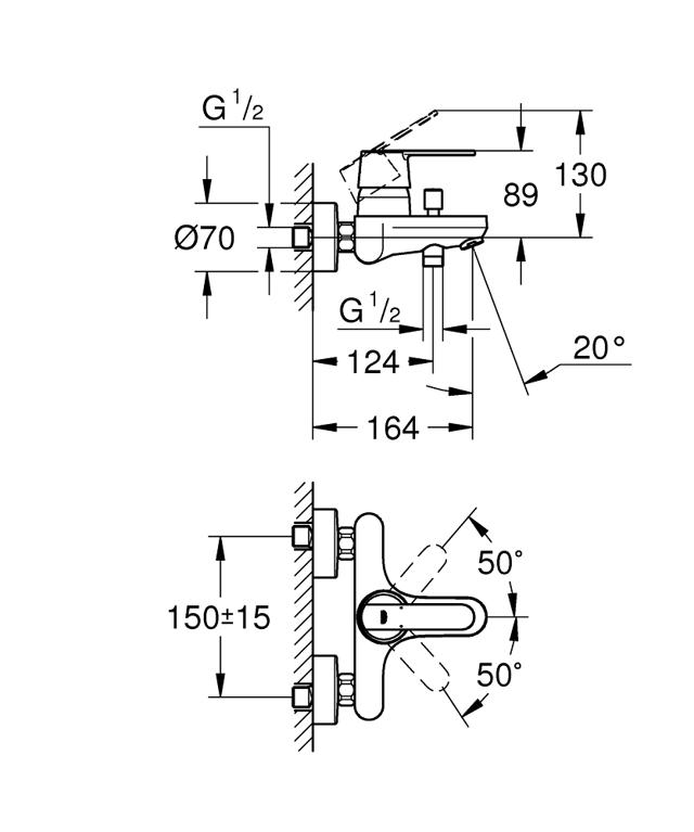 GROHE GET SINGLE-LEVER BATH MIXER 1/2″