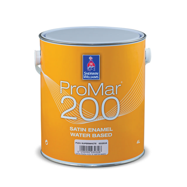 SHERWIN-WILLIAMS® PROMAR® 200 SATIN ENAMEL SUPERWHITE 4L (WATER-BASED)