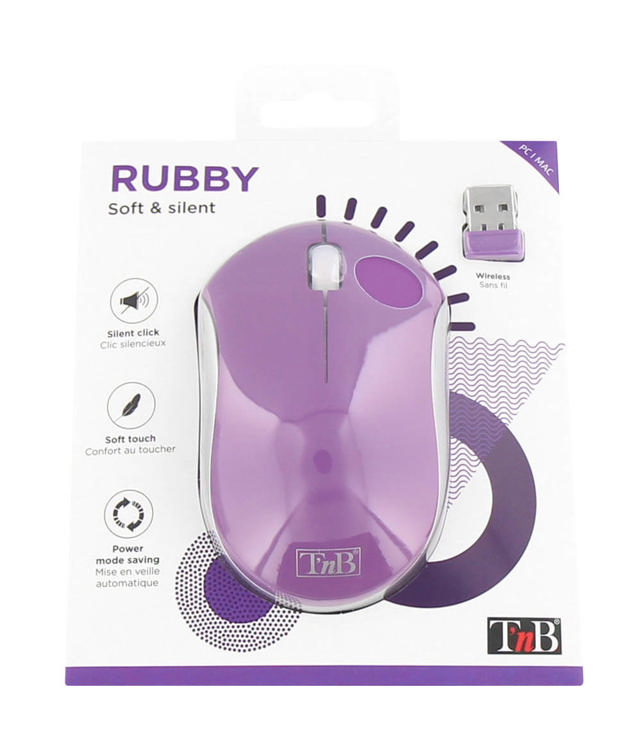 TNB RUBBY WIRELESS OPTICAL MOUSE PURPLE