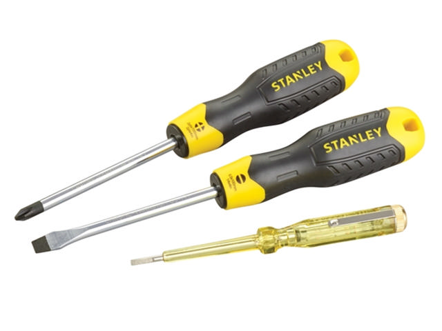 STANLEY STA065012 CUSHION GRIP SCREWDRIVER SET PAR/FLARED /PHILLIPS 3 PIECE