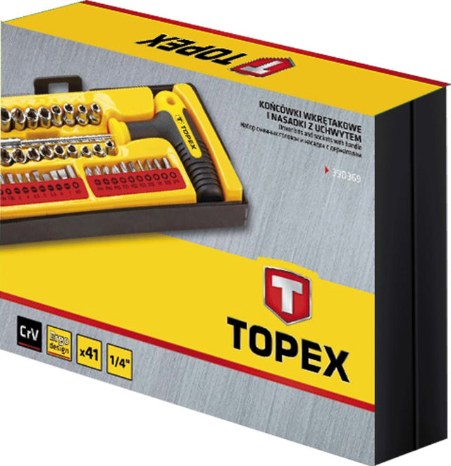 TOPEX 41PCS 1/4 CrV SET ΜΥΤΕΣ ΚΑΙ ΠΙΠΕΣ ΜΕ T ΧΕΙΡΟΛΑΒΗ