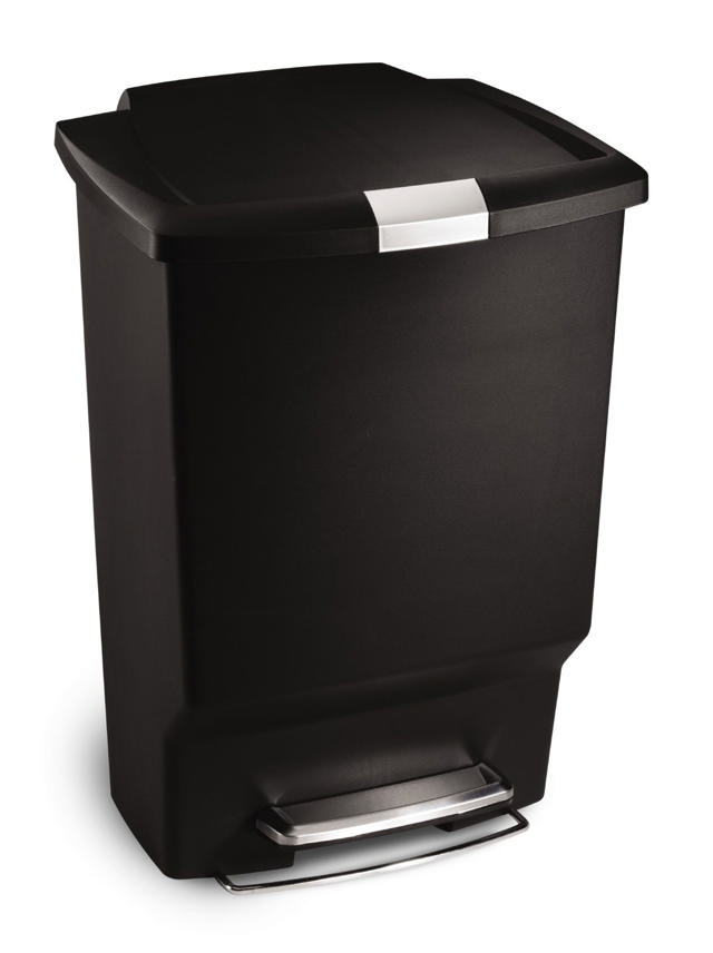 SIMPLEHUMAN RECTANGULAR PLASTIC PEDAL BIN BLACK 45L