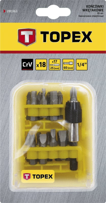 TOPEX 18PCS BIT SET MAG BIT HO