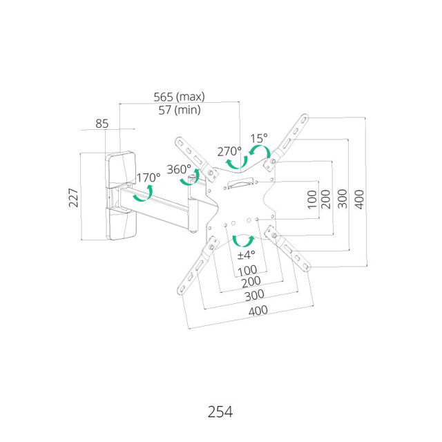 SIH 4 WAY TV MOUNT UP TO 56''/35KG