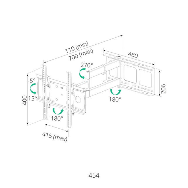 SIH 4 WAY ΕΠΙΤΟΙΧΙΑ ΒΑΣΗ ΤΗΛΕΟΡΑΣΗΣ ΜΕΧΡΙ 65''/50KG