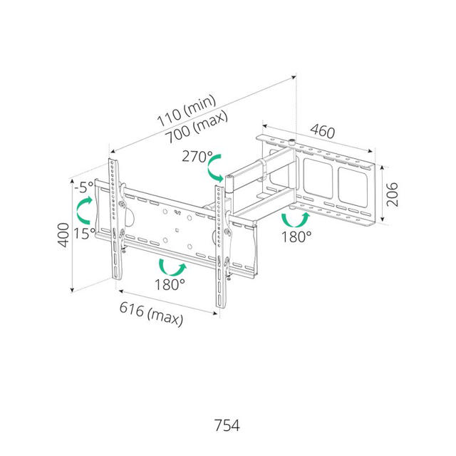 SIH TV MOUNT 4 WAY UP TO 80''/60KG