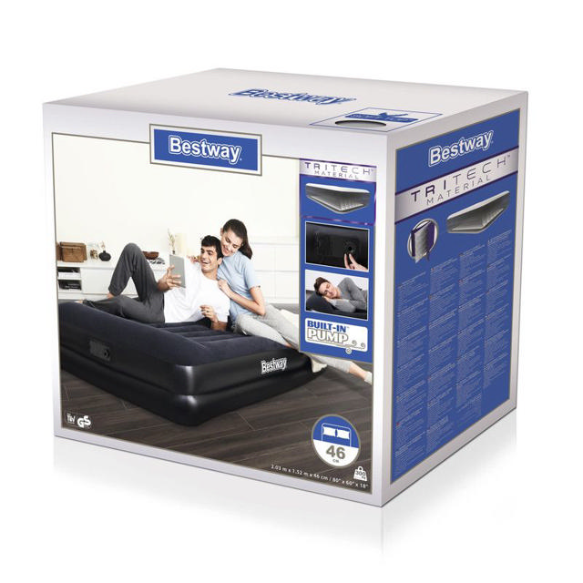 BESTWAY 67403GB ΔΙΠΛΟ ΣΤΡΩΜΑ ΑΕΡΟΣ 203X152X46CM ΜΕ ΤΡΟΜΠΑ 