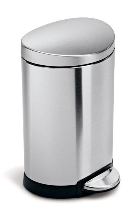 SIMPLEHUMAN SEMI ROUND PEDAL BIN 6L BRUSHED S/STEEL