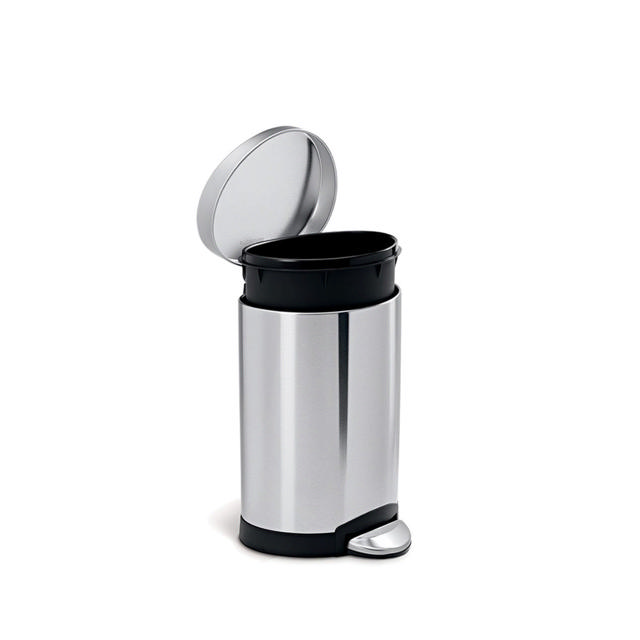 SIMPLEHUMAN SEMI ROUND PEDAL BIN 6L BRUSHED S/STEEL