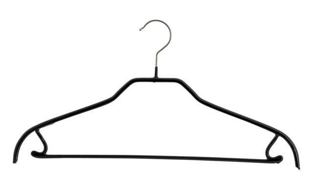 MAWA CLOTHES HANGER SILHOUETTE WITH BAR BLACK 2PCS