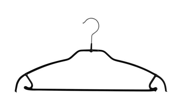 MAWA CLOTHES HANGER SILHOUETTE L WITH BAR BLACK 2PCS