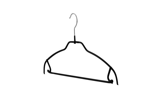 MAWA CLOTHES HANGER SILHOUETTE L WITH BAR BLACK 2PCS