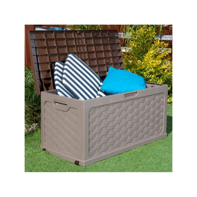 STARPLAST ΠΛΑΣΤΙΚΟ ΚΟΥΤΙ ΑΠΟΘΗΚΕΥΣΗΣ ΜΕ ΟΨΗ RATTAN 115X58X56CM 335L MOCCA