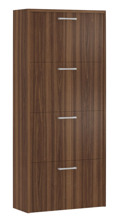 SHOE CABINET 4 DOORS 139CM X 59CM X 25CM WALNUT