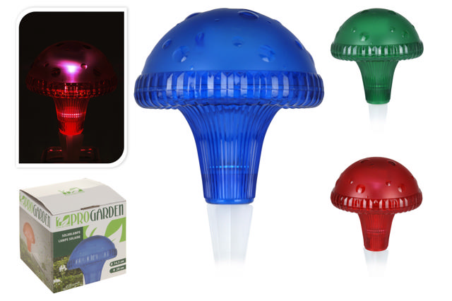 SOLAR LIGHT MUSHROOM SHAPE 3 ASSORTED COLORS